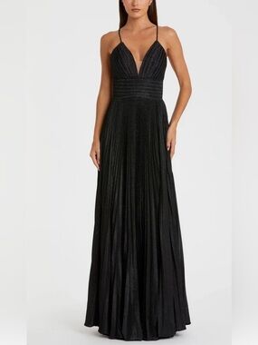 mac duggal 30725 pleated shimmer gown nwt black formal dress sizes 6 and 8